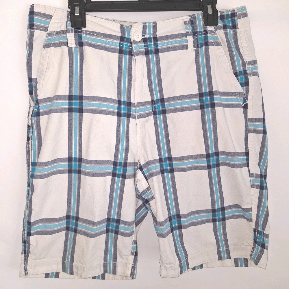 Roebuck & Co. Plaid Flat Front Bermuda Shorts Multicolor Blue Size 34 Tartan